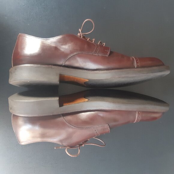 Johnston & Murphy SZ 12 M Brown Leather Men's Reeve Cap Toe Shoe - Picture 11 of 16